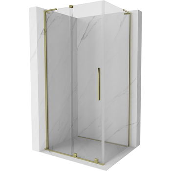 MEXEN/S - Velar L sprchovací kút, posuvné dvere 120 x 90 cm, transparent, zlato 871-120-090-03-50