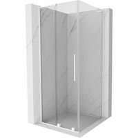 MEXEN/S - Velar L sprchovací kút, posuvné dvere 90 x 90 cm, transparent, biela 871-090-090-03-20