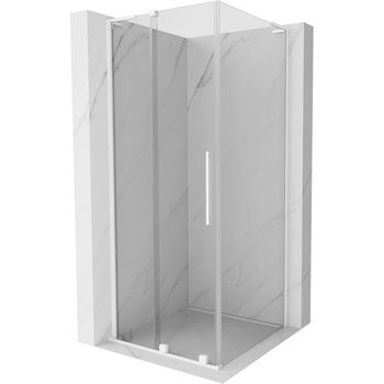 MEXEN/S - Velar L sprchovací kút, posuvné dvere 90 x 90 cm, transparent, biela 871-090-090-03-20