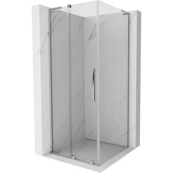 MEXEN/S - Velar L sprchovací kút, posuvné dvere 90 x 90 cm, transparent, chróm 871-090-090-03-01