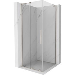 MEXEN/S - Velar L sprchovací kút, posuvné dvere 90 x 90 cm, transparent, nikel kartáčovaný 871-090-090-03-97
