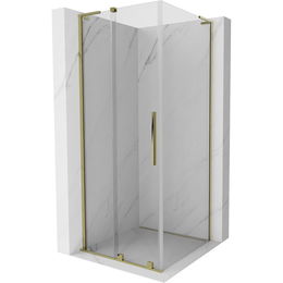 MEXEN/S - Velar L sprchovací kút, posuvné dvere 90 x 90 cm, transparent, zlato 871-090-090-03-50
