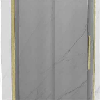 MEXEN/S - Velár posuvné sprchové dvere 110, transparent, zlatá kartáčovaná 871-110-000-01-55