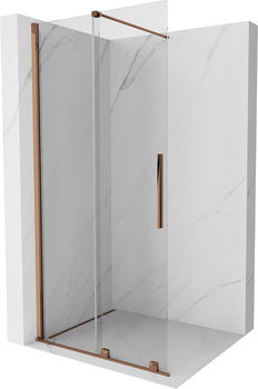 MEXEN/S - Velár posuvné sprchové dvere Walk-in 100 cm, transparent, ružové zlato 871-100-000-03-60