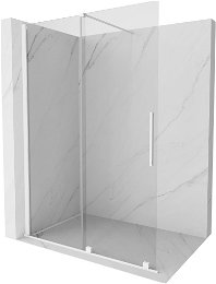 MEXEN/S - Velár posuvné sprchové dvere Walk-in 140, transparent, biela 871-140-000-03-20