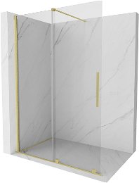 MEXEN/S - Velár posuvné sprchové dvere Walk-in 150, transparent, zlatá kartáčovaná 871-150-000-03-55