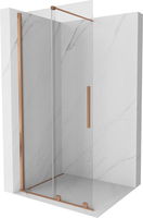 MEXEN/S - Velár posuvné sprchové dvere Walk-in 75 cm, transparent, kartáčovaná meď 871-075-000-03-65