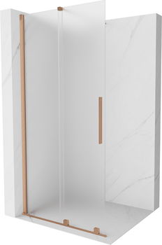 MEXEN/S - Velar Sprchová zástena posuvná Walk-in 75 x 200 cm, dekor 8 mm, meď kartáčovaná 871-075-000-33-65