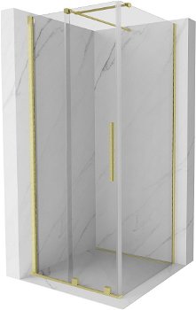 MEXEN/S - Velár sprchovací kút 100 x 100, transparent, zlatá kartáčovaná 871-100-100-01-55