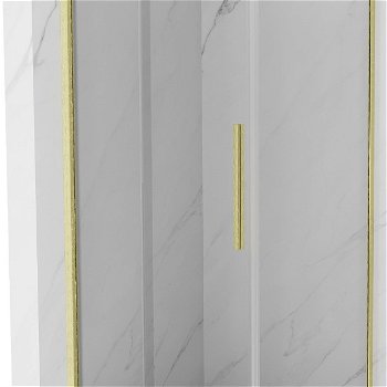 MEXEN/S - Velár sprchovací kút 110 x 110, transparent, zlatá kartáčovaná 871-110-110-01-55