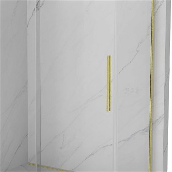 MEXEN/S - Velár sprchovací kút 130 x 70, transparent, zlatá kartáčovaná 871-130-070-01-55