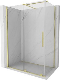 MEXEN/S - Velár sprchovací kút 130 x 75, transparent, zlatá kartáčovaná 871-130-075-01-55