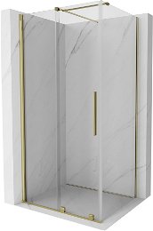 MEXEN/S - Velár sprchovací kút 90 x 110, transparent, zlatá 871-090-110-01-50