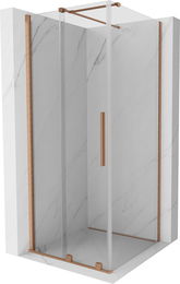 MEXEN/S - Velár sprchovací kút 90 x 90, transparent, kartáčovaná meď 871-090-090-01-65
