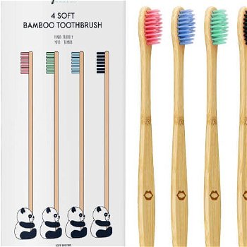 My White Secret Bambusová zubná kefka ( Bamboo Toothbrush) 4 ks -ZĽAVA - poškodená krabička