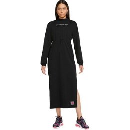 Nike NSW IC FLC LS DRESS Dámske šaty, čierna, veľkosť