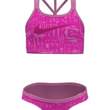 Nike RETRO FLOW Dievčenské dvojdielne plavky, ružová, veľkosť