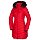 Červené dámsky kabát s kožušinou