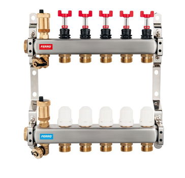 NOVASERVIS - Rozdeľovač nerez s prietokomermi a uzat.ventilmi, 5-okruhov SN-RZPU05S