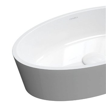 OMNIRES - BARI M+ umývadlo na dosku, 50 x 30 cm biela / šedá lesk /BSP/ BARI500UNBSP