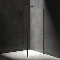 OMNIRES - MARINA walk-inwalk-in s bočnou stenou, 120 x 30 cm čierna mat / transparent /BLMTR/ MA1230BLTR