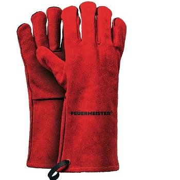 Pánska koža grilovacie rukavice Feuermeister BBQ Premium (pár) červené