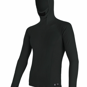 Pánske triko s kapucňou Sensor MERINO DOUBLE FACE čierne 16200084