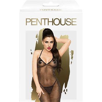 Penthouse Love on fire dlhé šaty s tangami black veľkosť M/L