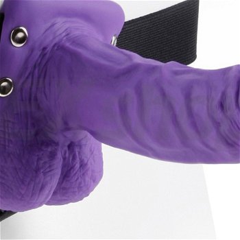 Pipedream Fetish Fantasy 7 vibrating Hollow strap-on with Balls purple