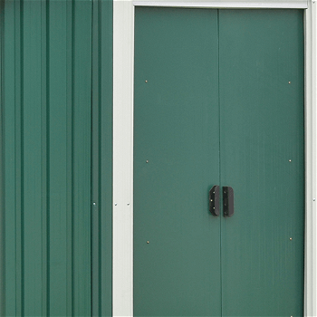Plechový záhradný domček na náradie, zelená/biela, 2x1,3x1,8 m, HAMAL TYP 1