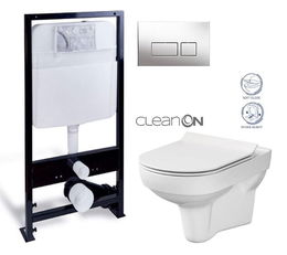 PRIM předstěnový instalační systém s chromovým tlačítkem 20/0041 + WC CERSANIT CITY NEW CLEANON + WC SEDENIE SLIM PRIM_20/0026 41 CI2