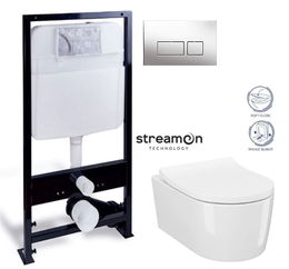 PRIM předstěnový instalační systém s chromovým tlačítkem 20/0041 + WC CERSANIT INVERTO + SEDADLO duraplastu SOFT-CLOSE PRIM_20/0026 41 IN1