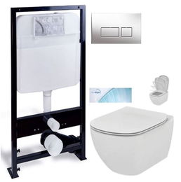 PRIM předstěnový instalační systém s chromovým tlačítkem 20/0041 + WC Ideal Standard Tesi so sedadlom SoftClose, AquaBlade PRIM_20/0026 41 TE1