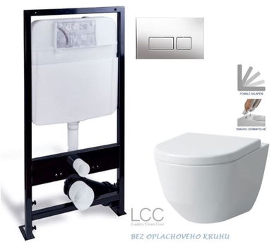 PRIM předstěnový instalační systém s chromovým tlačítkem 20/0041 + WC LAUFEN PRO LCC RIMLESS + SEDADLO PRIM_20/0026 41 LP2