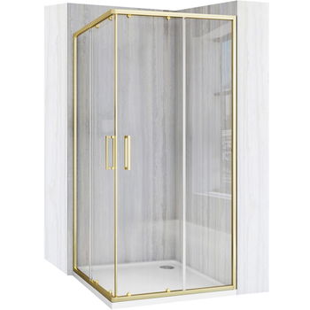 REA/S - Sprchovací kút City 90x90 Gold So sprchovou bielou vaničkou Savoy KPL-K6443