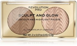 Revolution PRO Kontúrovacia paletka Sculpt and Glow Desert Sky PRO (Contour And Highlight Palete) 4 g
