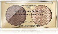 Revolution PRO Kontúrovacia paletka Sculpt and Glow Savanna Nights PRO (Contour And Highlight Palete) 4 g