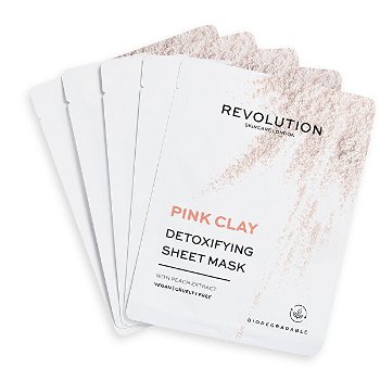 Revolution Skincare Sada pleťových masiek s ružovým ílom biodegradable ( Detox ifying Pink Clay Sheet Mask)