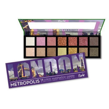 RUDE® Cosmetics Paletka 14 očných tieňov Metropolis London (Eyeshadow Palette) 14 g