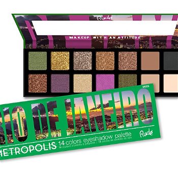 RUDE® Cosmetics Paletka 14 očných tieňov Metropolis Rio De Janeiro (14 Color s Eyeshadow Palette) 15 g
