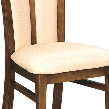Rustikálna jedálenská stolička Krzeslo W-04 - nový orech / krémový vzor (A4 0502)