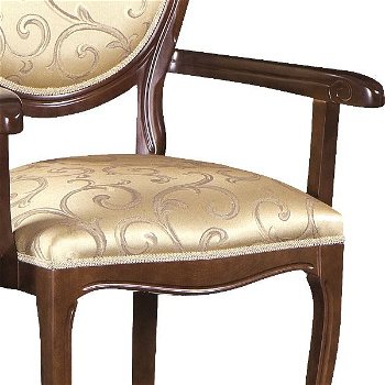 Rustikálne jedálenské kreslo Fotel O - nový orech / hnedý vzor (A4 0904)