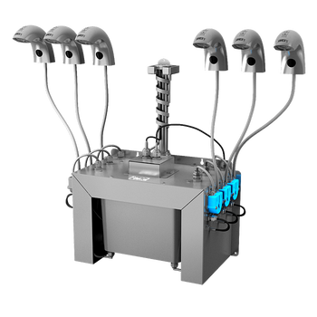 Sanela - 6 ks nerezových umývadlových batérií s dávkovačom mydla, 230 V AC, jedna voda, 6 l centrálny kanister na mydlo