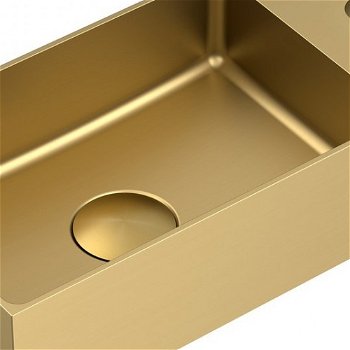 SAPHO - AURUM nerezové umývadlo, 36,5x18cm, vrátane výpuste, ľavá/pravá, zlato mat AU204