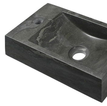 SAPHO - BLOK kamenné umývadlo 40x22cm, batéria vľavo, čierny Antracit 2401-38