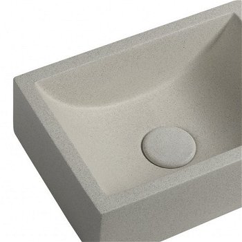 SAPHO - CREST R betónové umývadlo vrátane výpuste, 40x22cm, biely pieskovec AR413