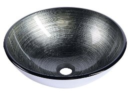 SAPHO - DAMAR sklenené umývadlo na dosku Ø 42 cm, tmavo sivá/strieborná 2501-20