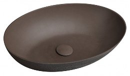 SAPHO - FORMIGO betónové umývadlo na dosku vrátane výpuste, 60x40cm, tmavo hnedá FG024