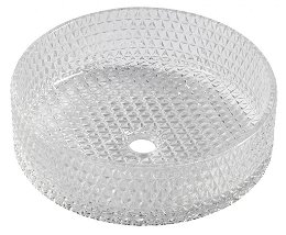 SAPHO - MARAGUA gravírované sklenené umývadlo na dosku Ø 39,5 cm, číre sklo TY214CL