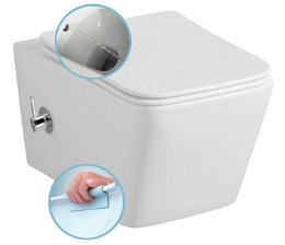 SAPHO - PORTO CLEANWASH závesná WC misa Rimless, integrovaná batéria a bidetová spŕška 36x52cm, biela PZ102RX